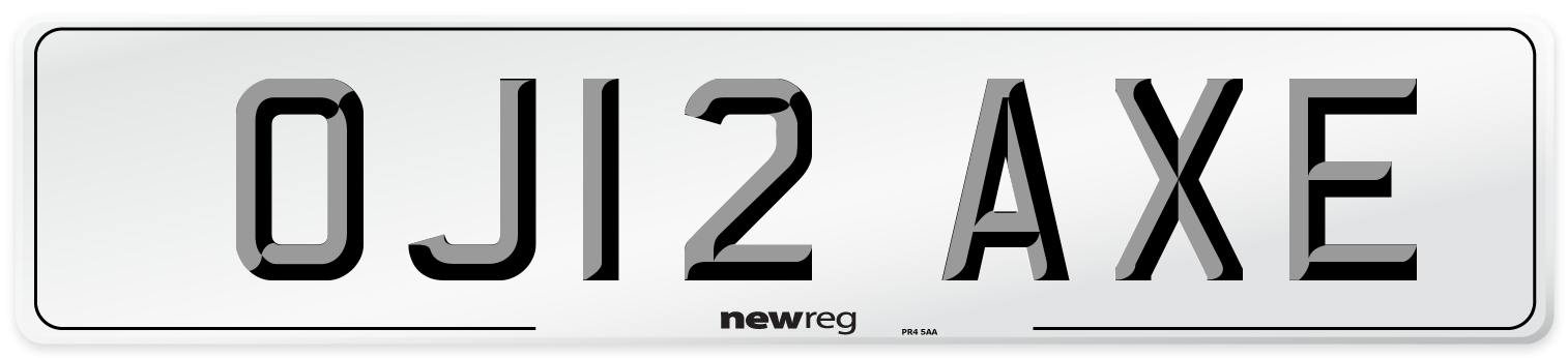 OJ12 AXE Number Plate from New Reg
